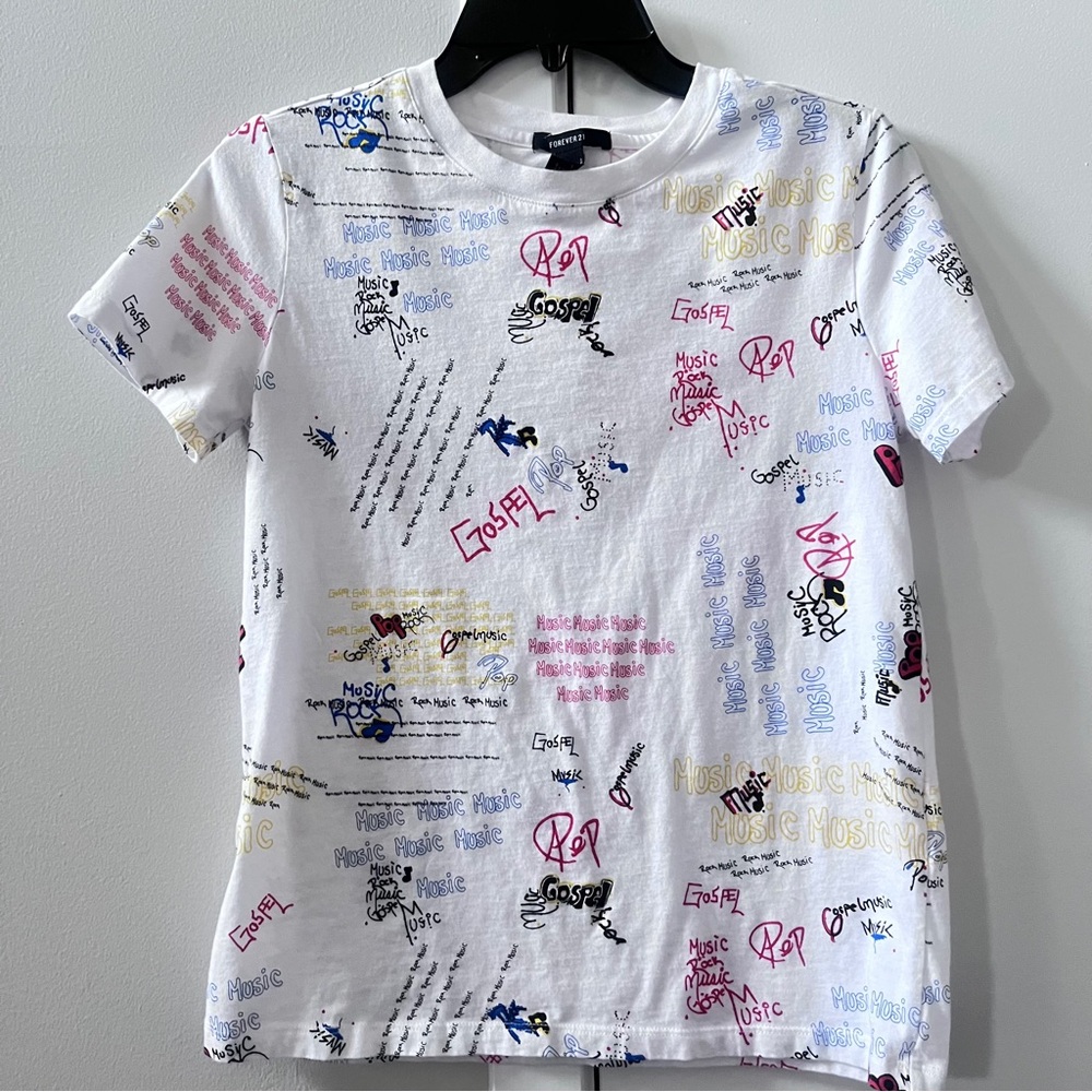 Forever 21 Graphic Tee - White with Multicolor Print